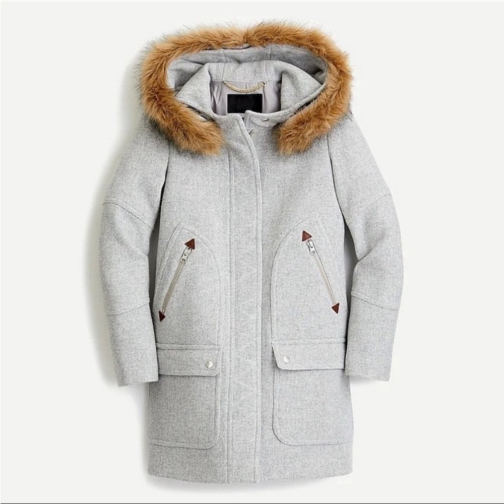J. Crew Chateau Parka in Italian stadium-cloth wool Gray Coat Size 0